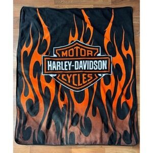 Harley Davidson Fleece Throw Picnic Travel Packable Lined Bleacher Blanket 50x60